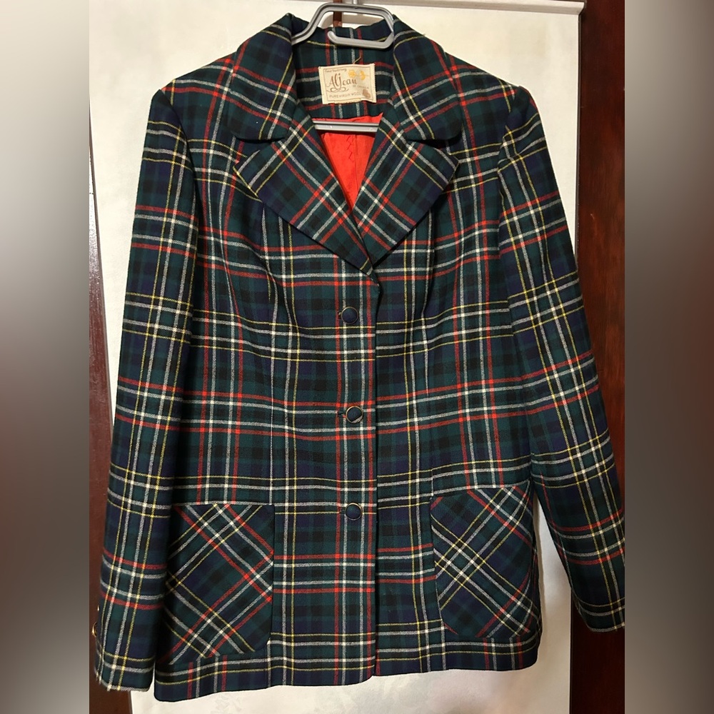 Vintage Aljean of Canada Pure Virgin Wool plaid blazer Medium